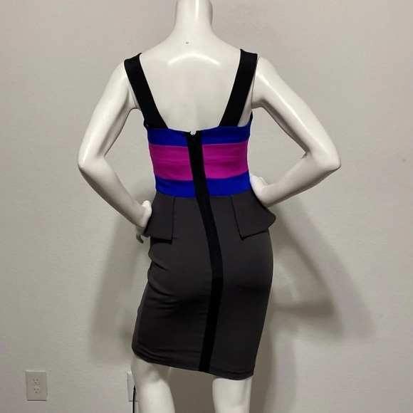 Jay Godfrey Avanti Peplum Colorblock Dress Size 0 - Picture 4 of 6